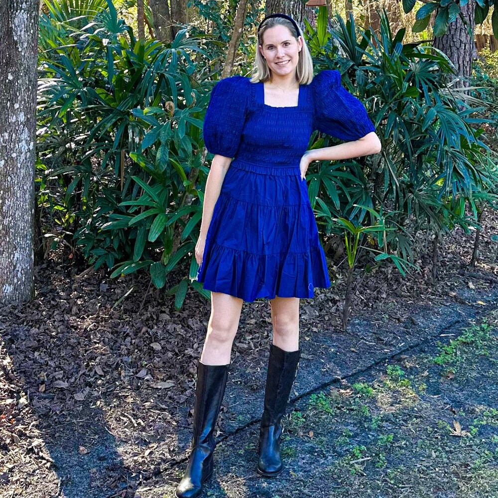 Blue Sea New York Women’s Puff Sleeve Smocked Mini Dress in Women’s Small